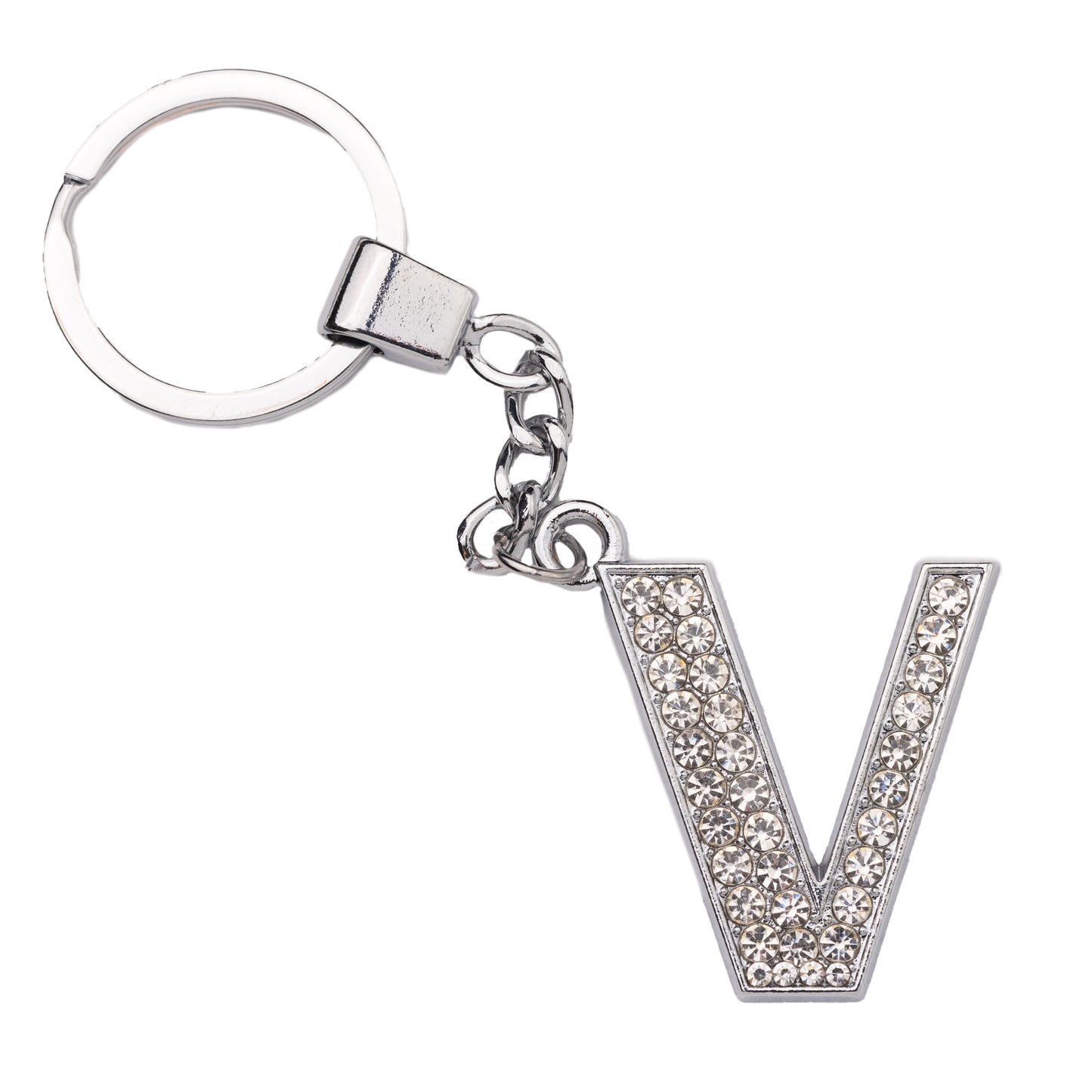 Initial Rhinestone Keychain