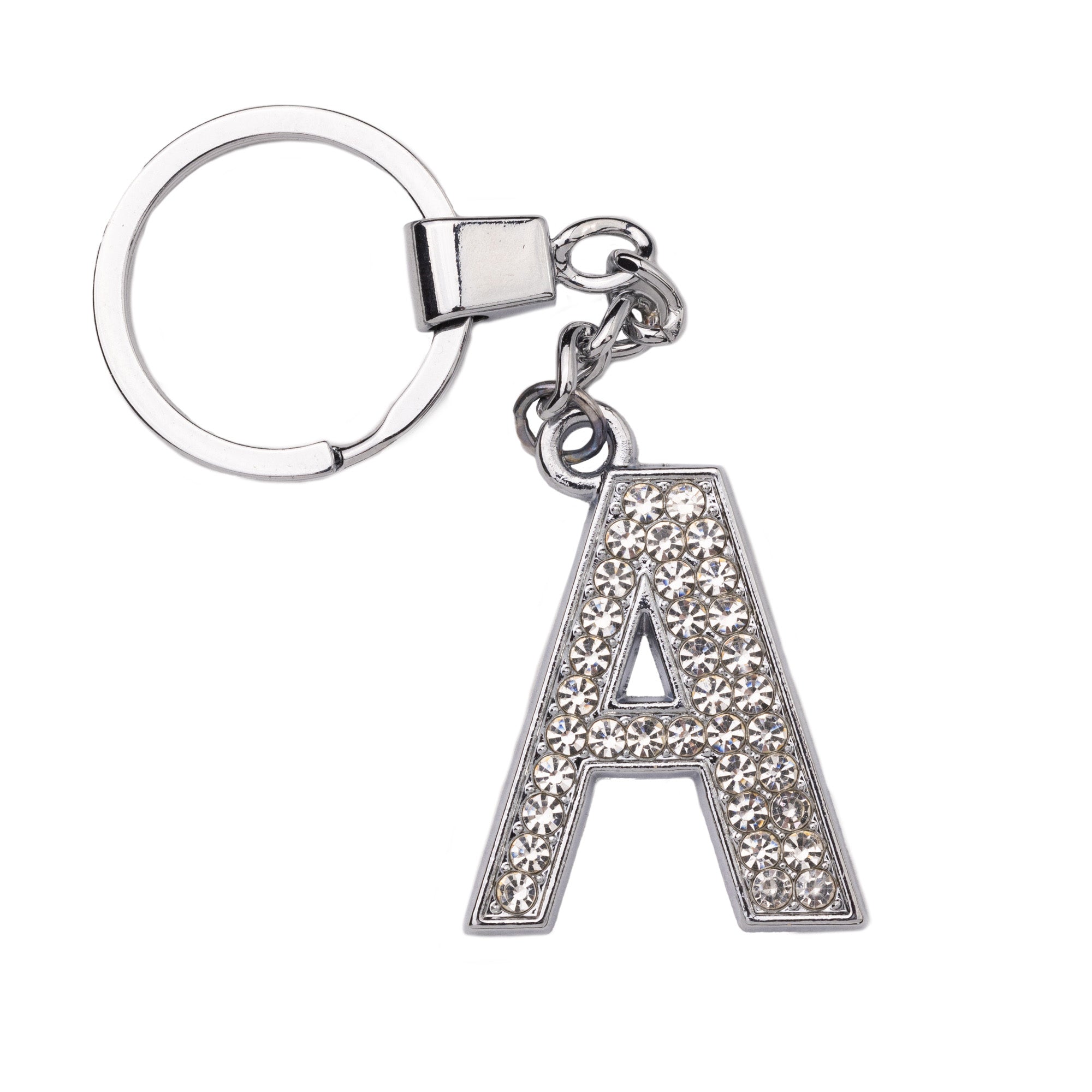 Initial Rhinestone Keychain