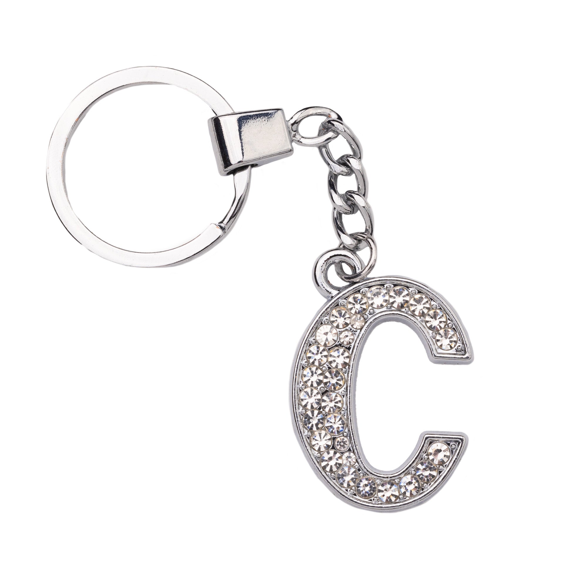 Initial Rhinestone Keychain