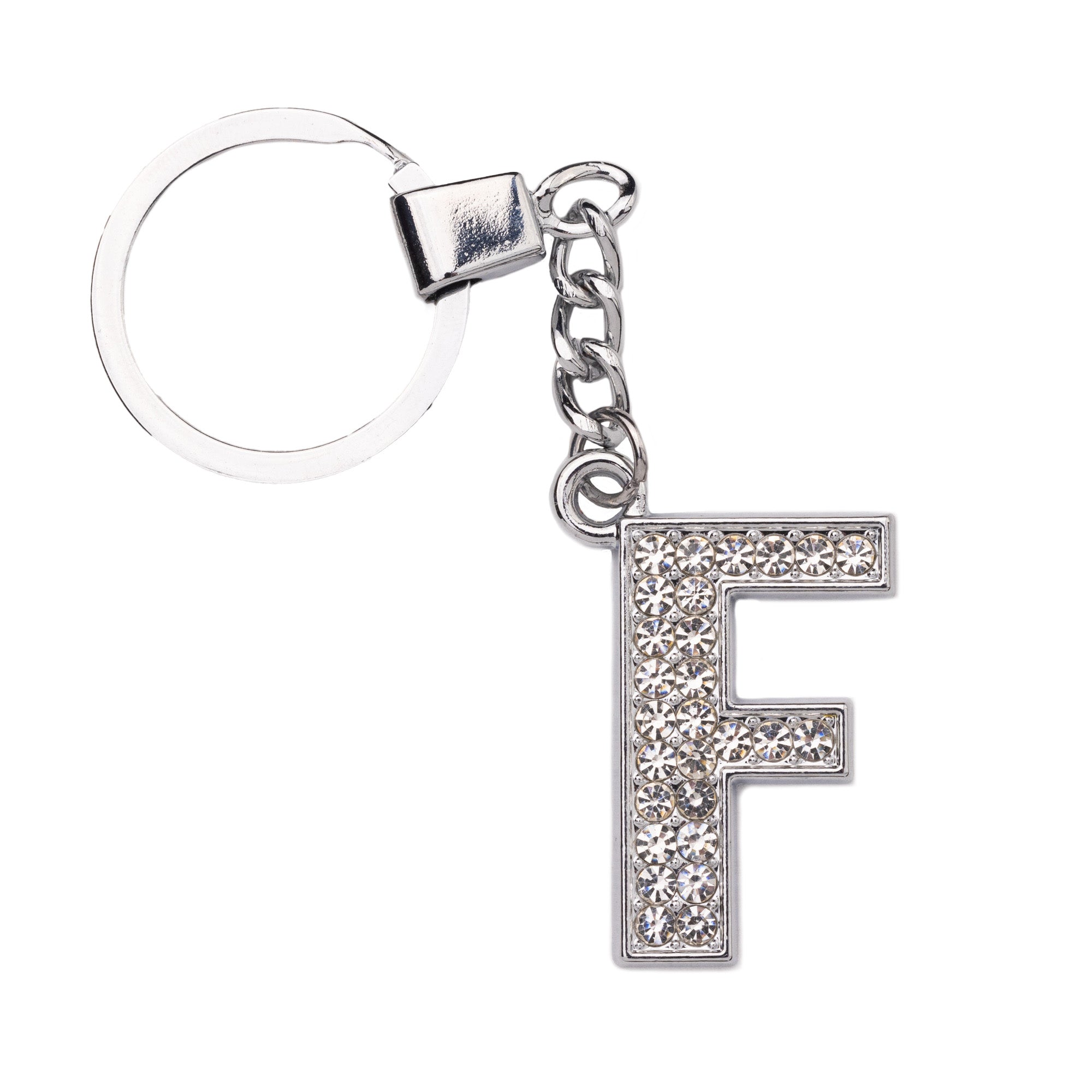 Initial Rhinestone Keychain