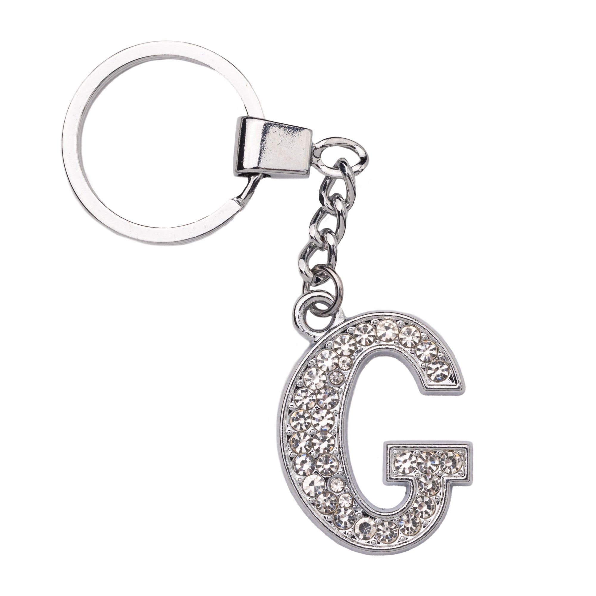Initial Rhinestone Keychain