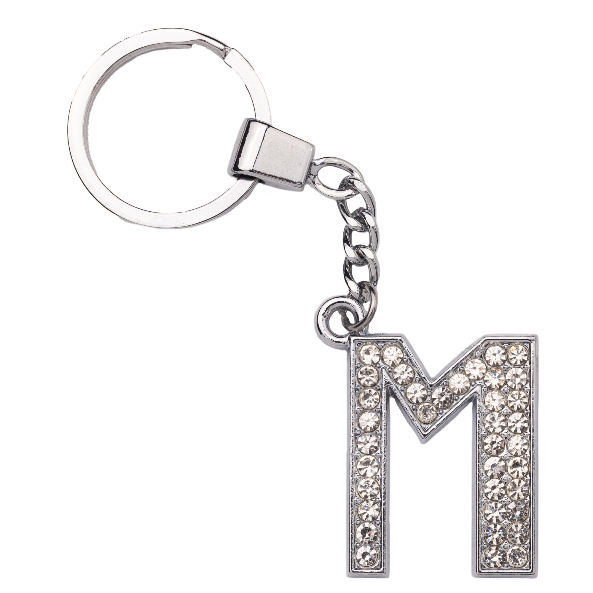 Initial Rhinestone Keychain