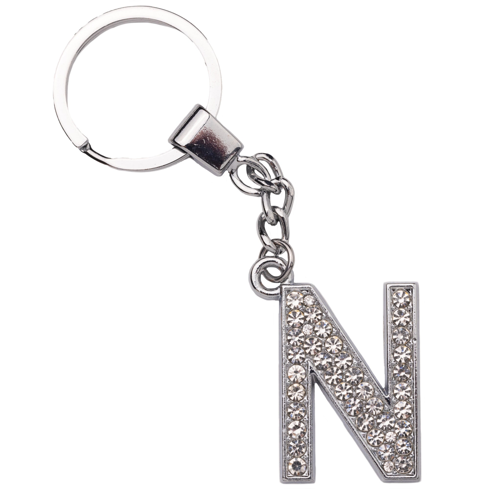 Initial Rhinestone Keychain