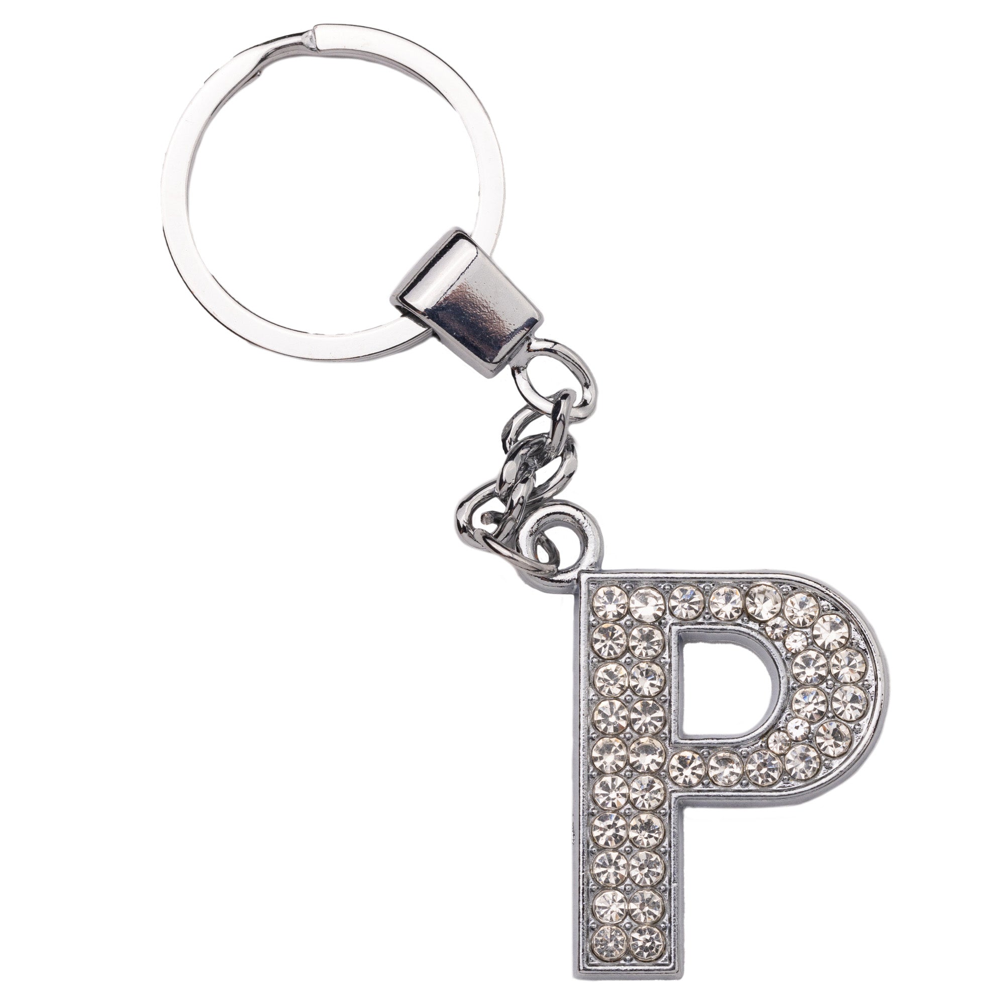 Initial Rhinestone Keychain