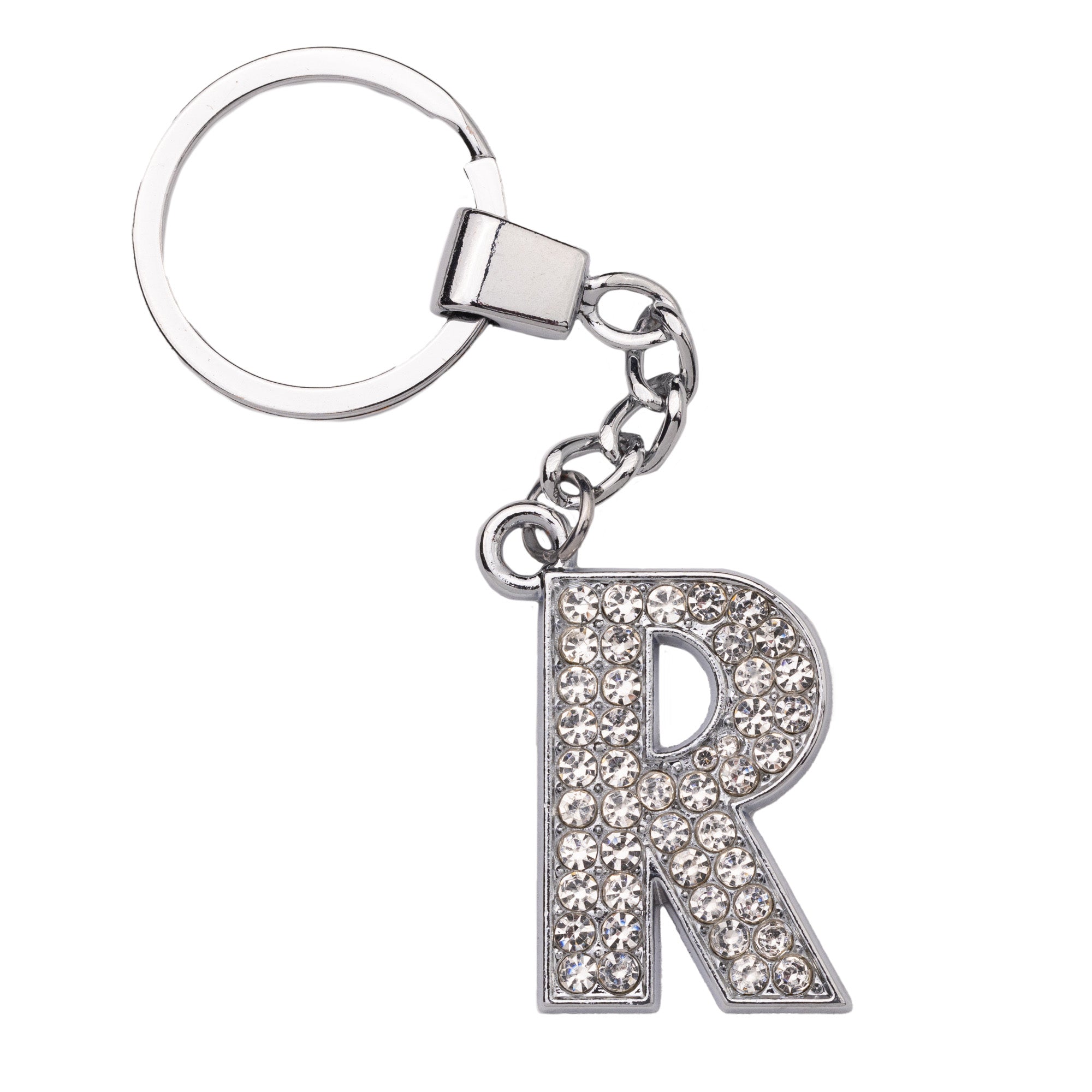 Initial Rhinestone Keychain