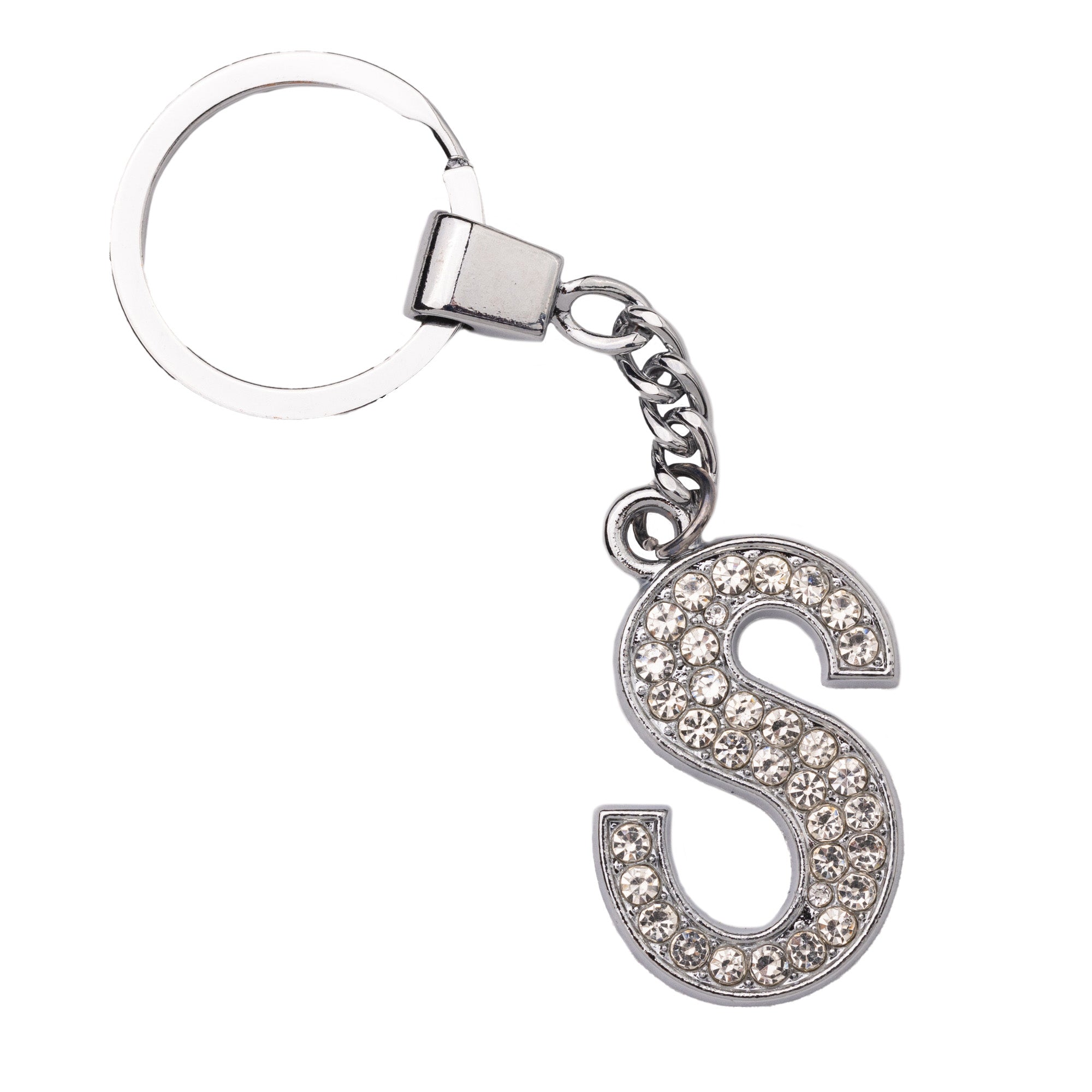Initial Rhinestone Keychain