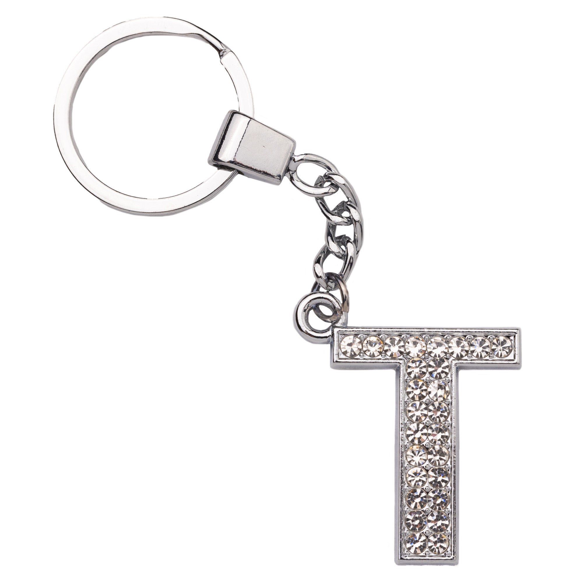 Initial Rhinestone Keychain