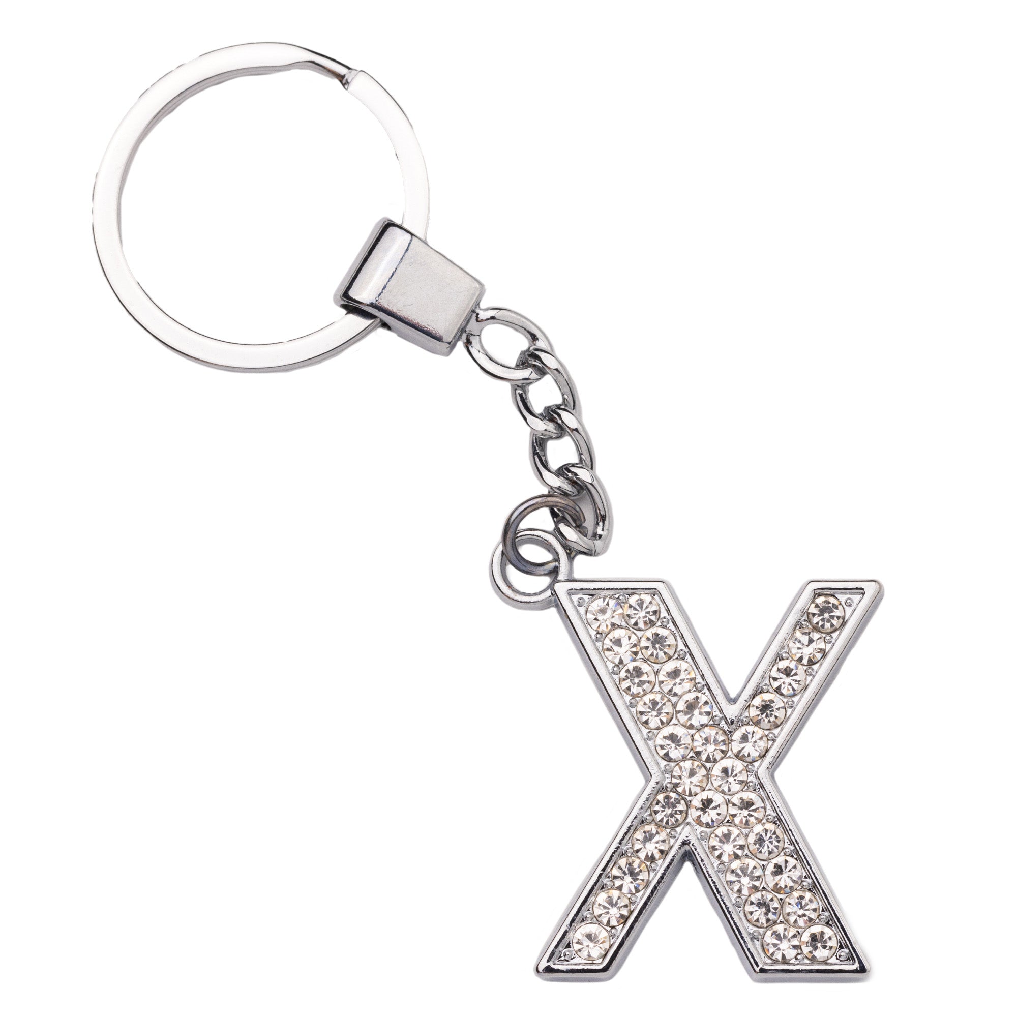 Initial Rhinestone Keychain