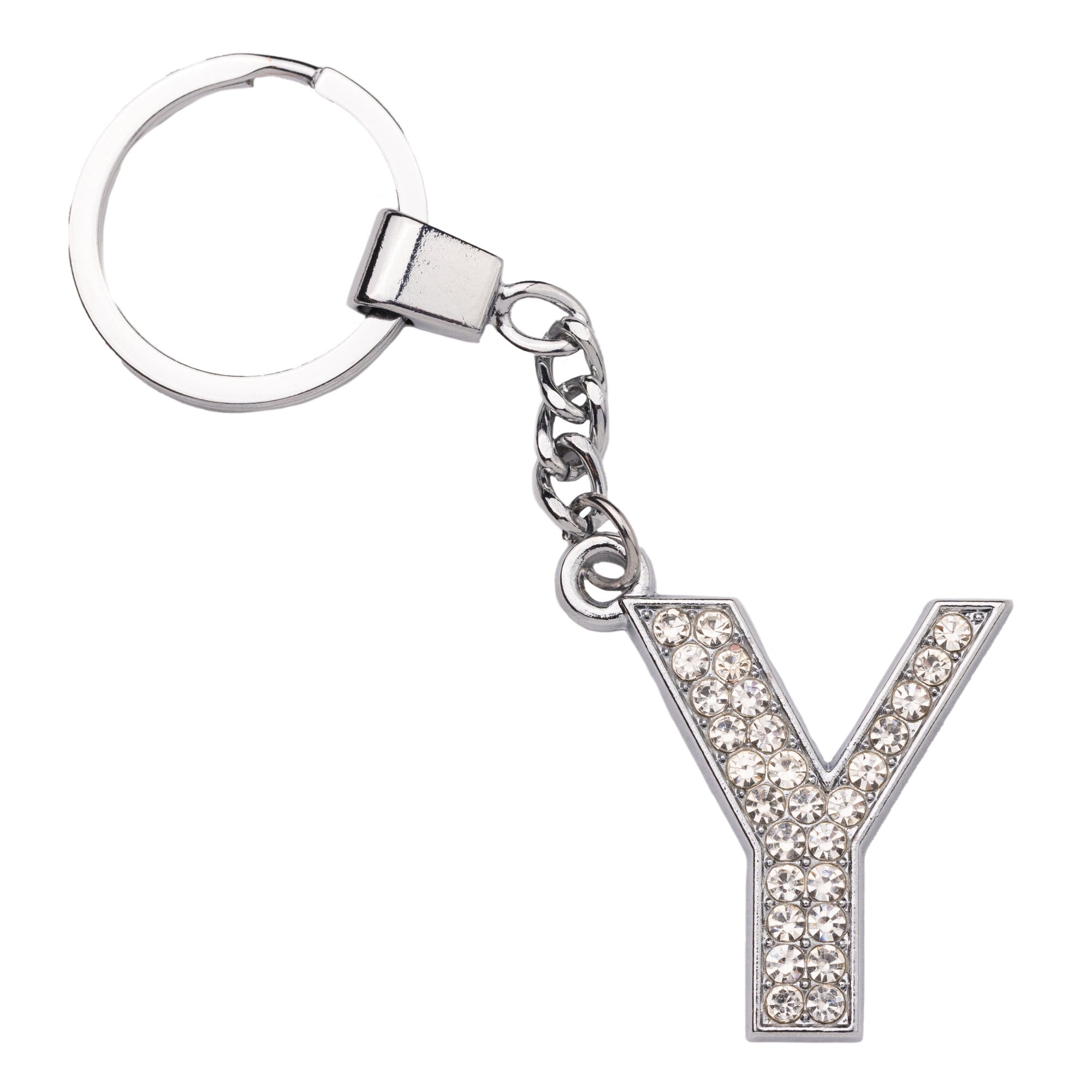 Initial Rhinestone Keychain