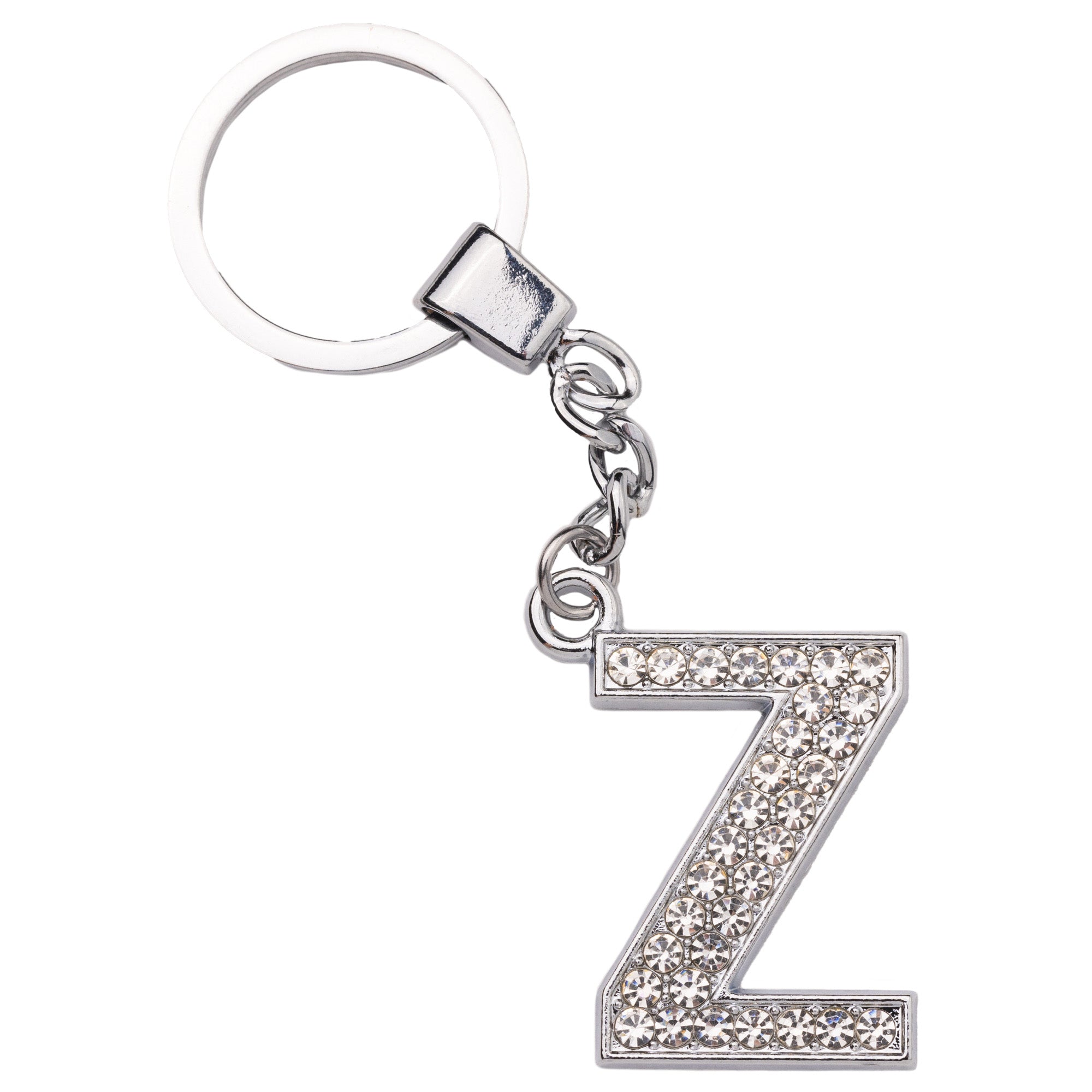 Initial Rhinestone Keychain
